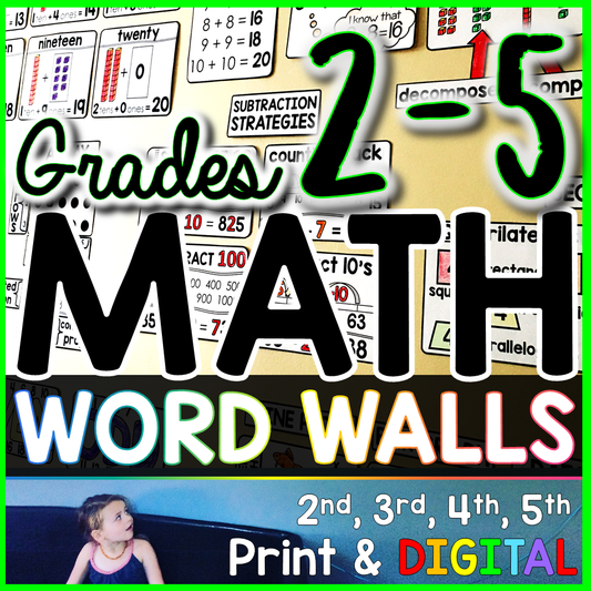 Grades 2-5 Math Vocabulary Word Wall Bundle