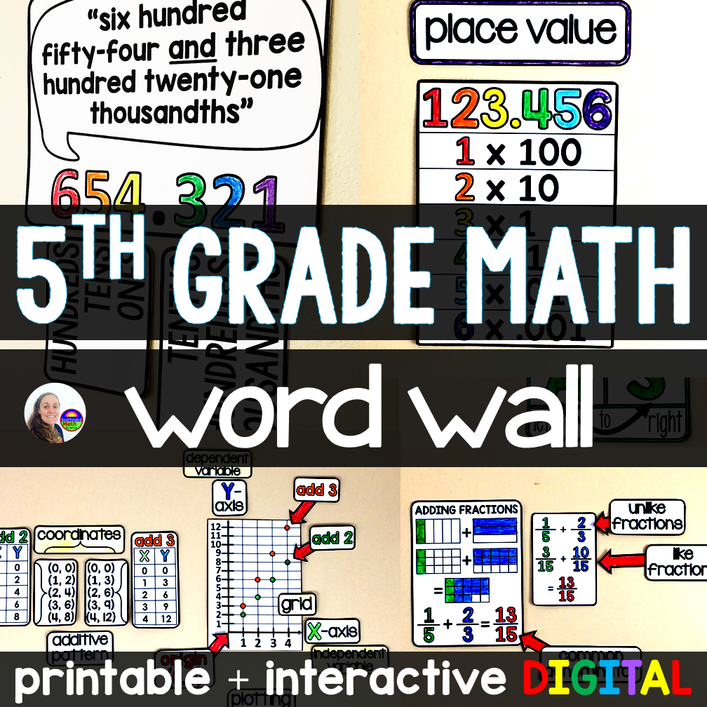 5th Grade Math Vocabulary Word Wall
