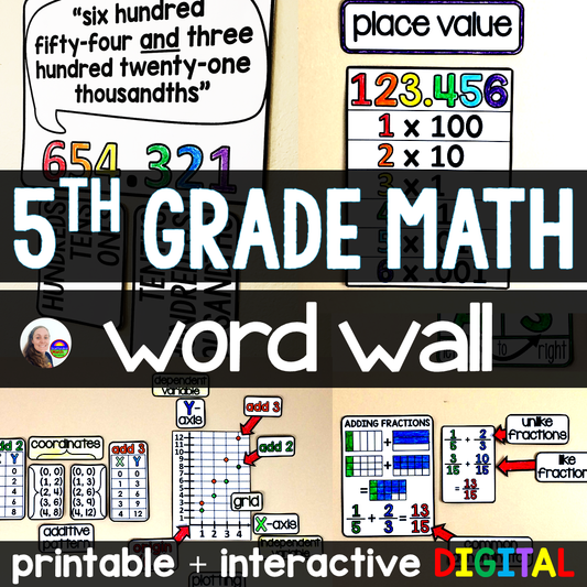5th Grade Math Vocabulary Word Wall