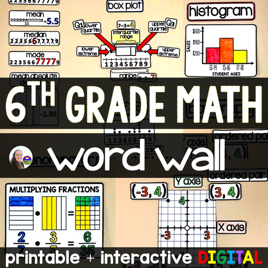 6th Grade Math Vocabulary Word Wall