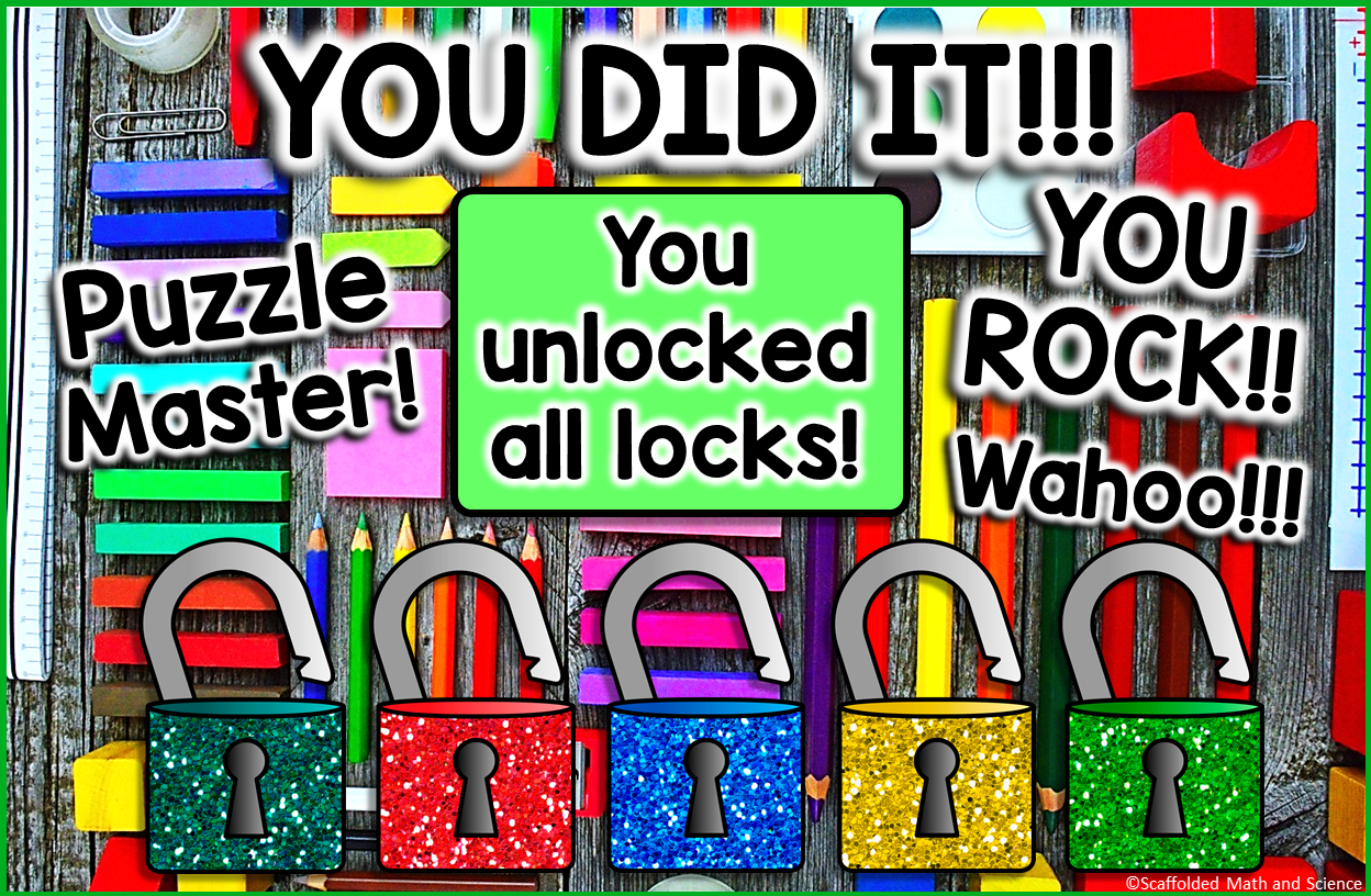 Back to School Picture Puzzles Digital Math Escape Room Activity