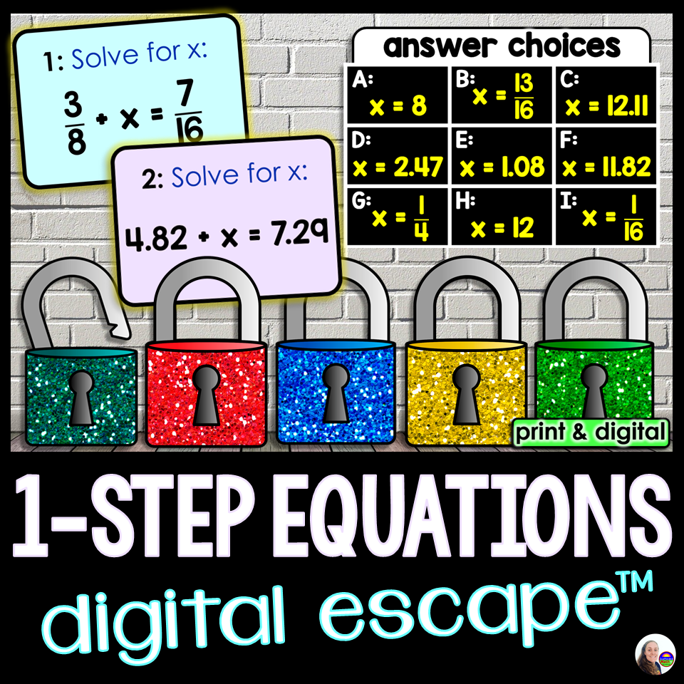 Solving 1-Step Equations Digital Math Escape Room