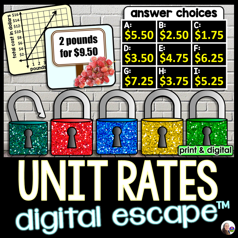Unit Rates Digital Math Escape Room