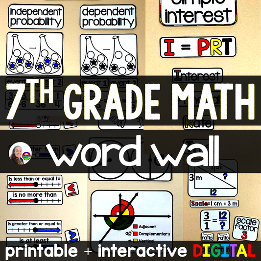 7th Grade Math Vocabulary Word Wall