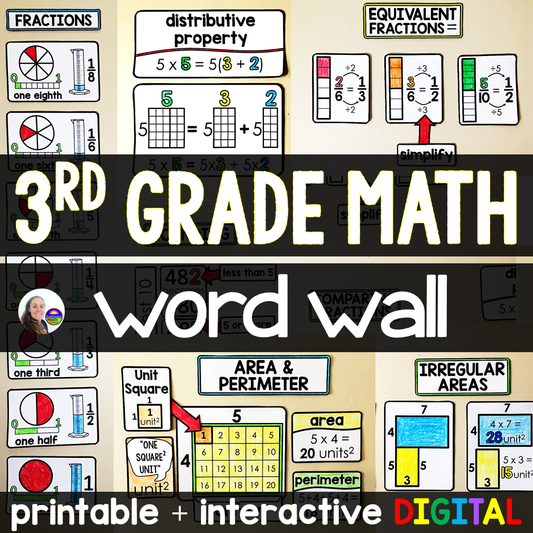 3rd Grade Math Vocabulary Word Wall