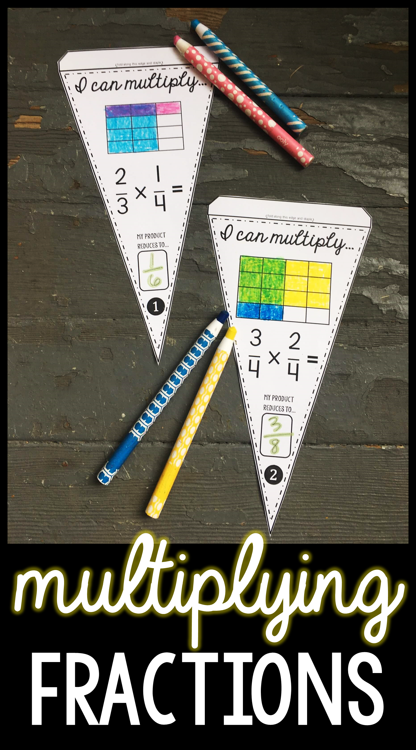 Multiplying Fractions Math Pennant Activity
