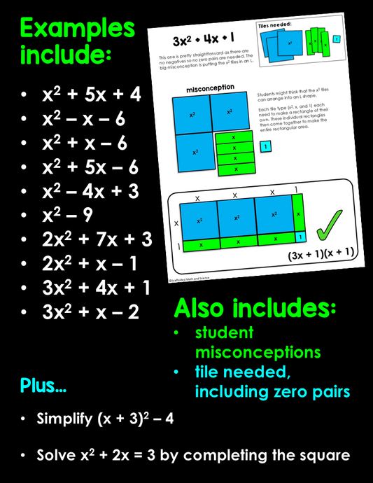 Factoring with Algebra Tiles Visual Guide
