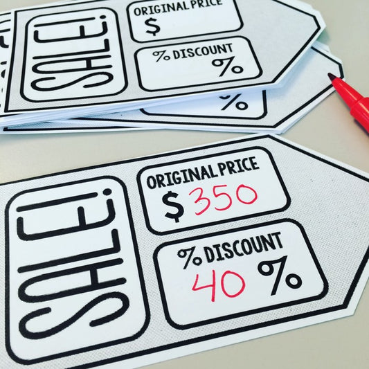Shop the Classroom! Editable Math Classroom Percent Discount Sale Tags