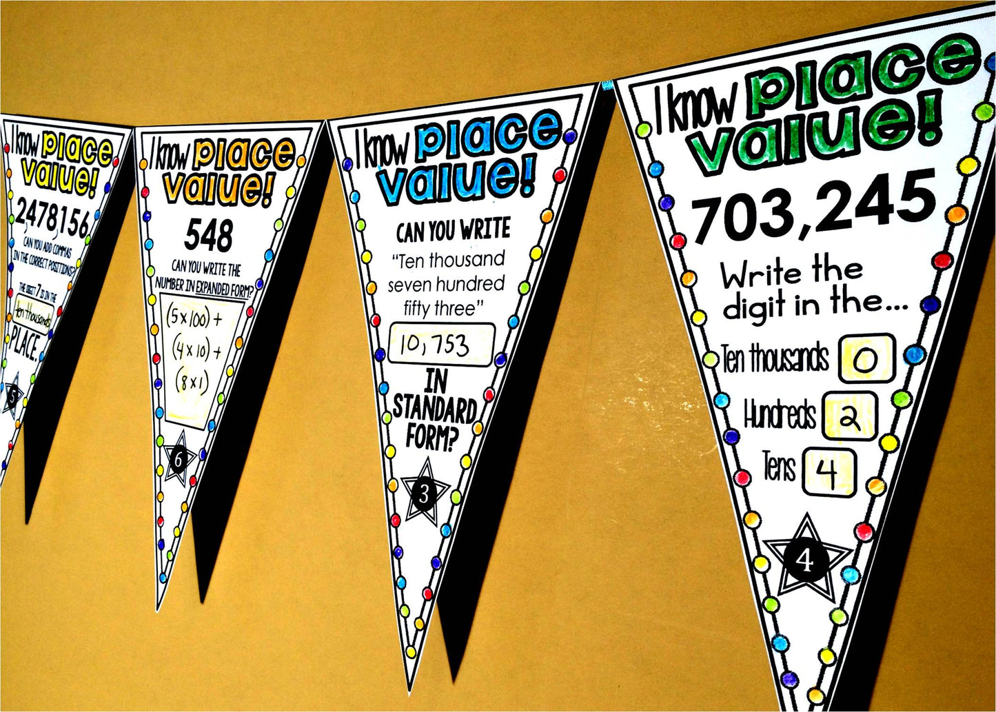 Place Value Math Pennant Activity | Into the Hundred Millions | No Decimals