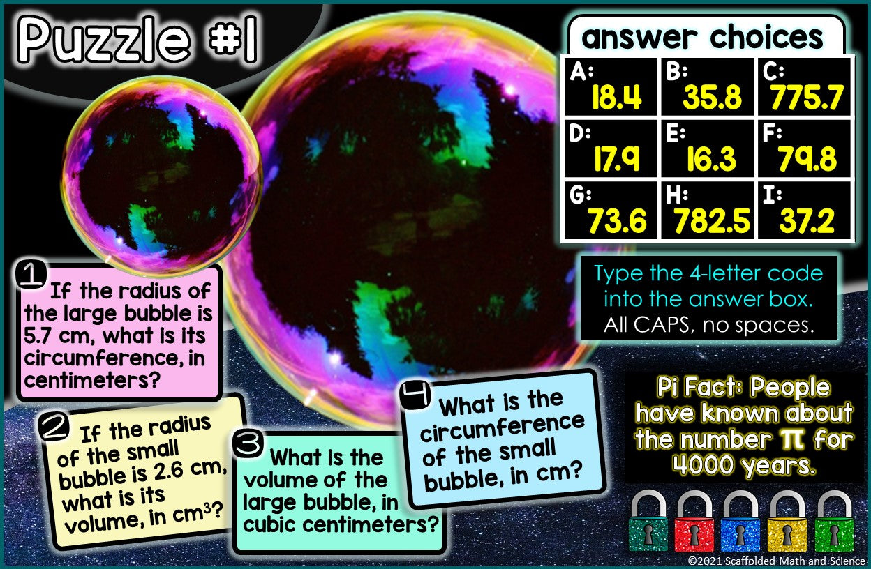 Pi Day Digital Math Escape Room