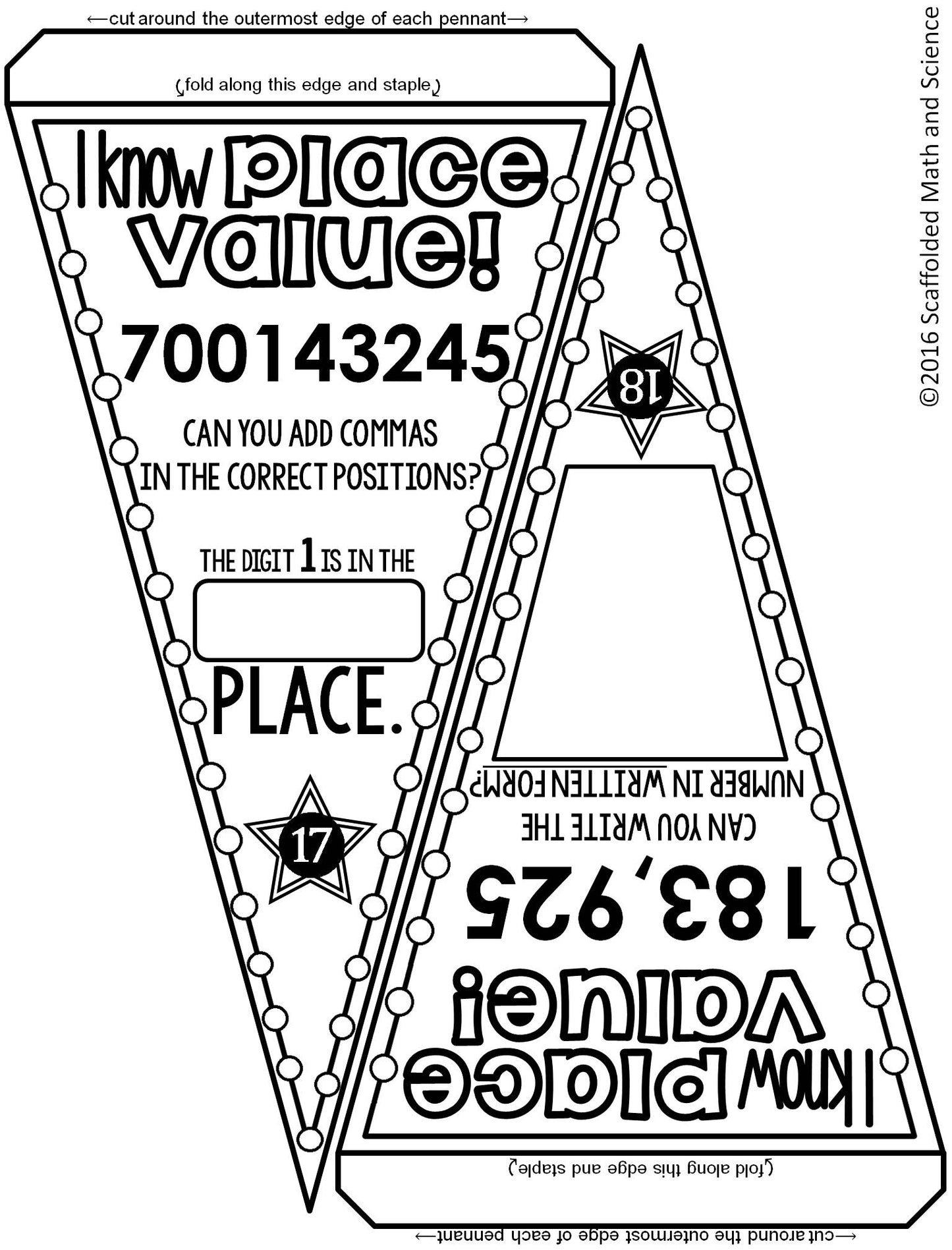 Place Value Math Pennant Activity | Into the Hundred Millions | No Decimals