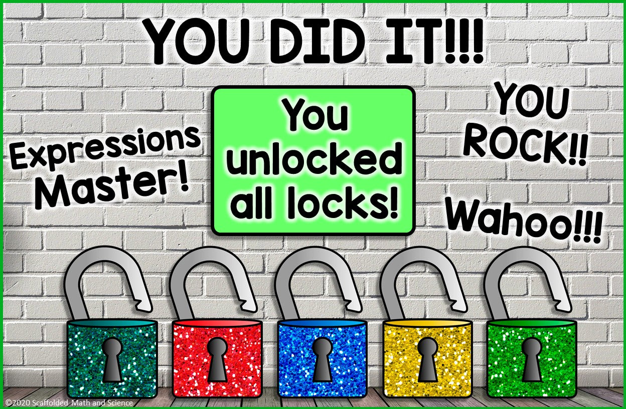 Evaluating Algebraic Expressions Digital Math Escape Room