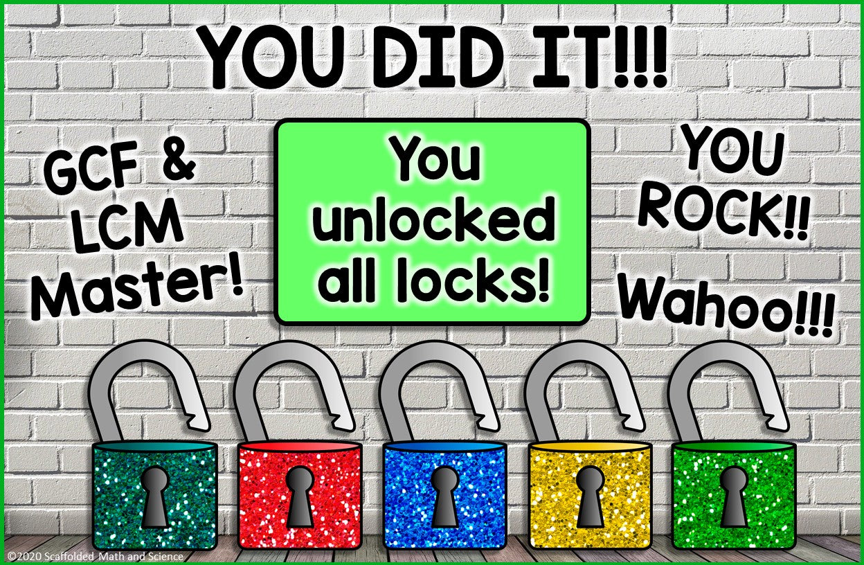 GCF and LCM Digital Math Escape Room Activity
