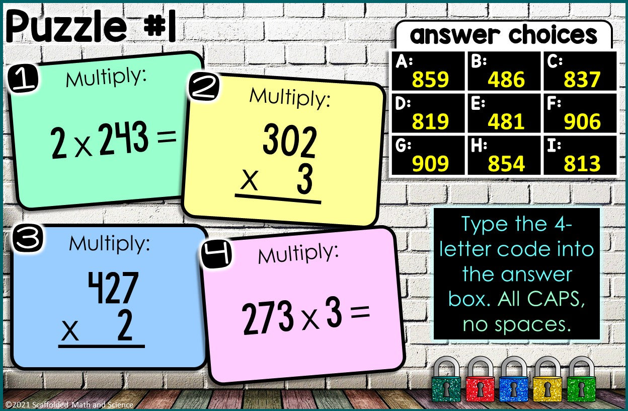 Multiplying and Dividing Multi-Digit Numbers Digital Math Escape Room