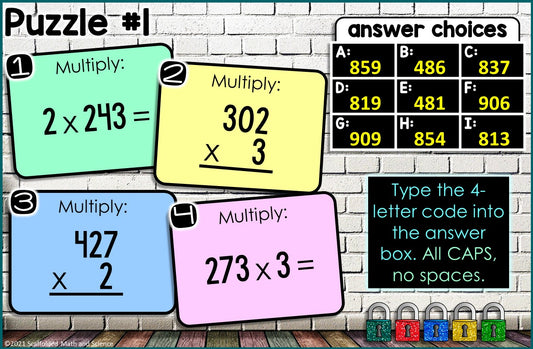Multiplying and Dividing Multi-Digit Numbers Digital Math Escape Room
