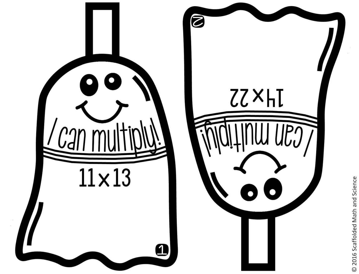 Multiplication Fall Math Pennant Activity for Halloween (2x2 digit)