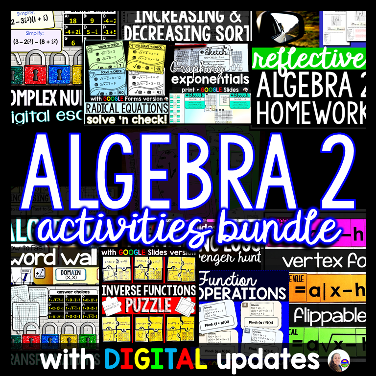 Algebra 2 Activities Bundle with Digital Updates