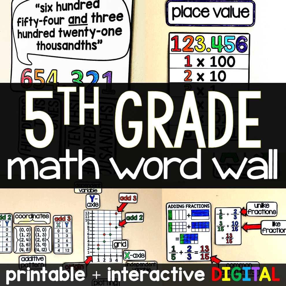 Learning Math Word Text 5th Grade Math Word Wall – Scaffolded Math Shop