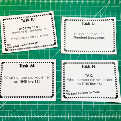 Filing Income Tax Task Cards - Federal Income Taxes 1040 Activity