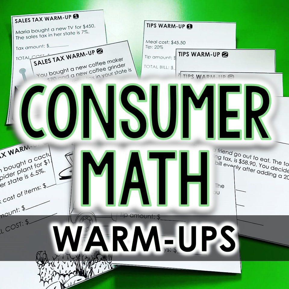 Consumer Math Warm-Ups 18 Units of Financial Literacy Bell Ringers ...