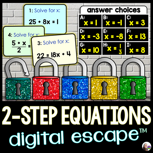 Solving 2-Step Equations Digital Math Escape Room Activity