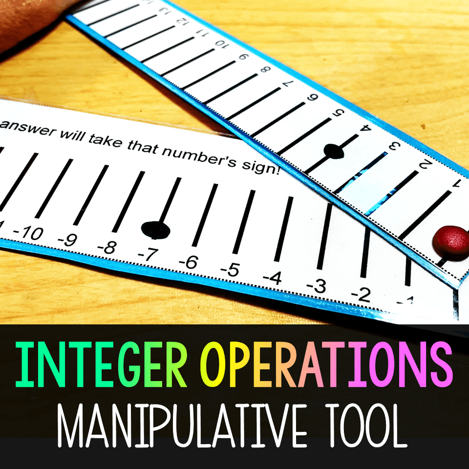 Integer Operations Manipulative Flexible Number Line Hands-On Tool