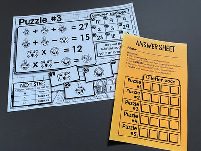 Halloween Logic Picture Puzzles Digital Math Escape Room