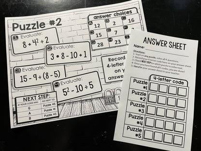 Digital Math Escape Room Activity Bundle for Middle School