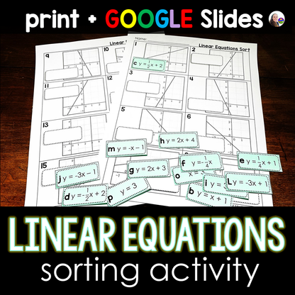 Graphing Linear Equations in Slope-Intercept Form Algebra Matching Activity