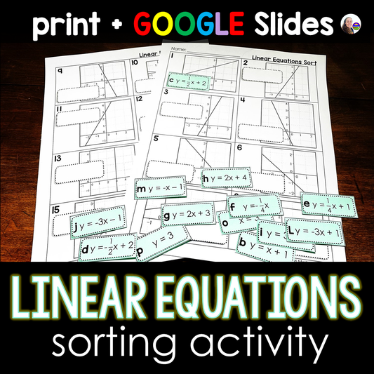 Graphing Linear Equations in Slope-Intercept Form Algebra Matching Activity
