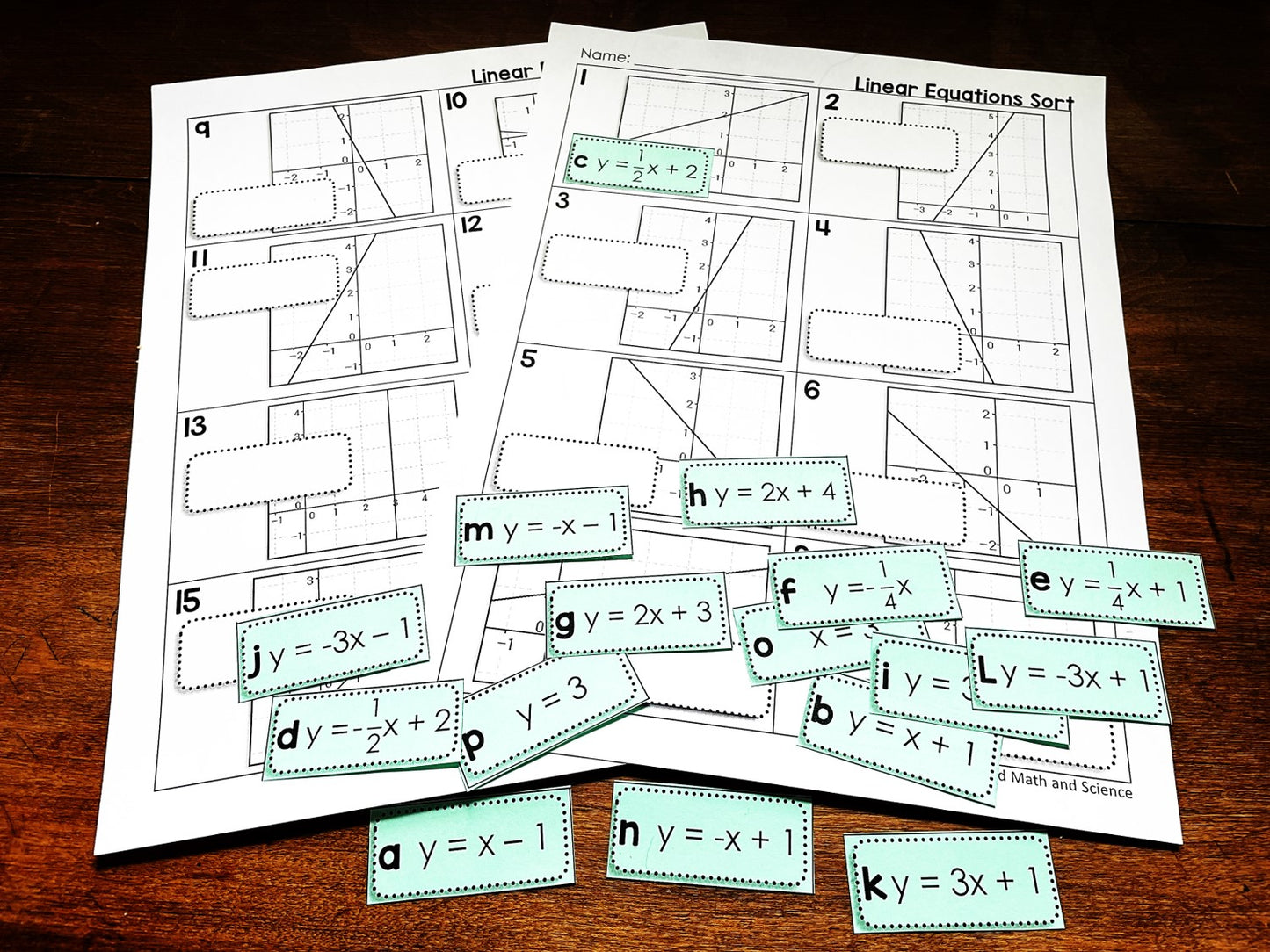 Graphing Linear Equations in Slope-Intercept Form Algebra Matching Activity