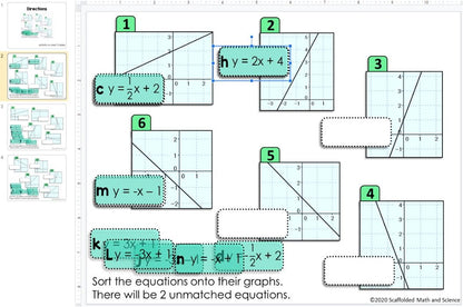 Graphing Linear Equations in Slope-Intercept Form Algebra Matching Activity
