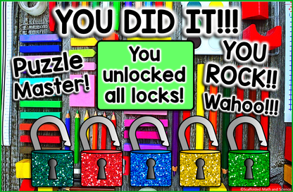 Back to School Picture Puzzles Digital Math Escape Room Activity