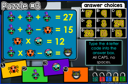 Halloween Logic Picture Puzzles Digital Math Escape Room