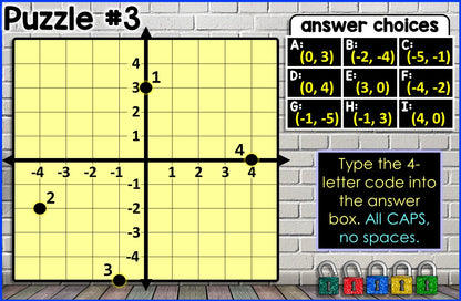 Coordinate Plane All 4 Quadrants Digital Math Escape Room
