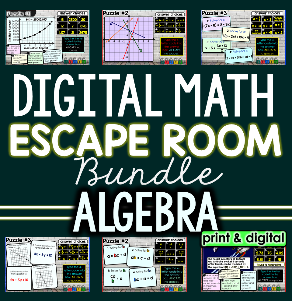 Digital Algebra Escape Room Bundle
