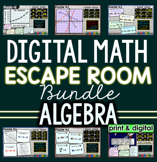 Digital Algebra Escape Room Bundle