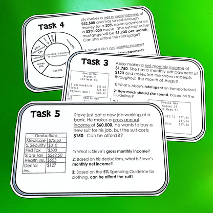 Budget Task Cards Personal Finance Budgeting Activity