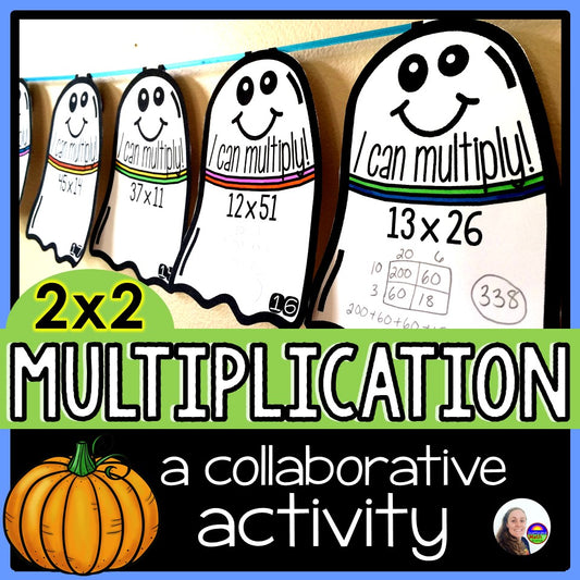 Multiplication Fall Math Pennant Activity for Halloween (2x2 digit)
