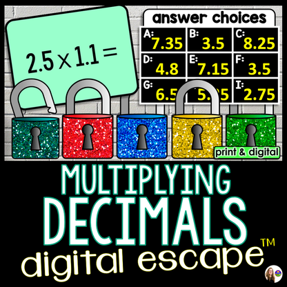 Multiplying Decimals 5th Grade Digital Math Escape Room