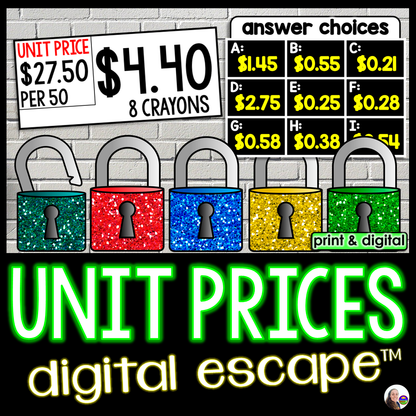Unit Price Digital Math Escape Room Activity