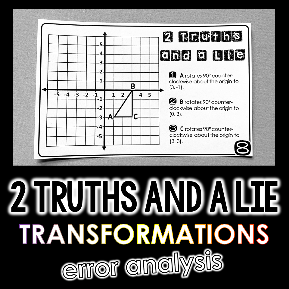 "2 Truths and a Lie" Geometric Transformations Math Error Analysis Activity