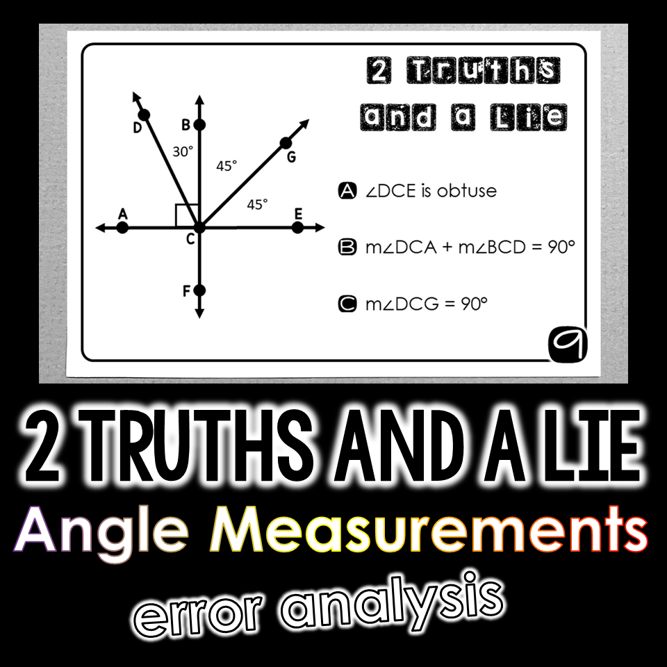 "2 Truths and a Lie" Classify & Measure Angles Math Error Analysis Activity