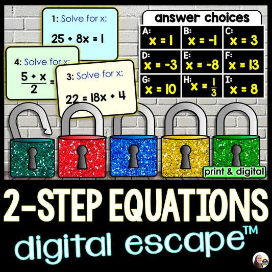 Solving 2-Step Equations Digital Math Escape Room Activity