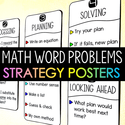 Math Word Problems Strategies Posters | Bulletin Board Anchor Charts