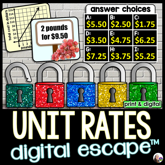 Unit Rates Digital Math Escape Room Activity