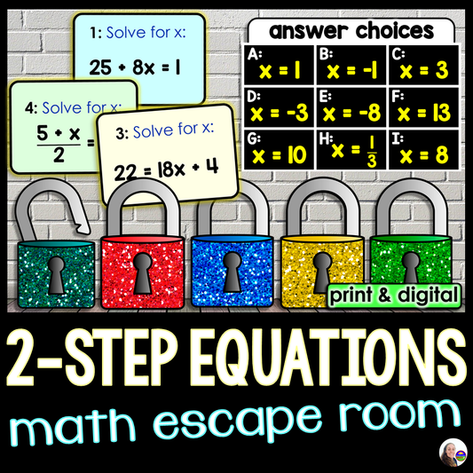 Solving 2-Step Equations Digital Math Escape Room Activity
