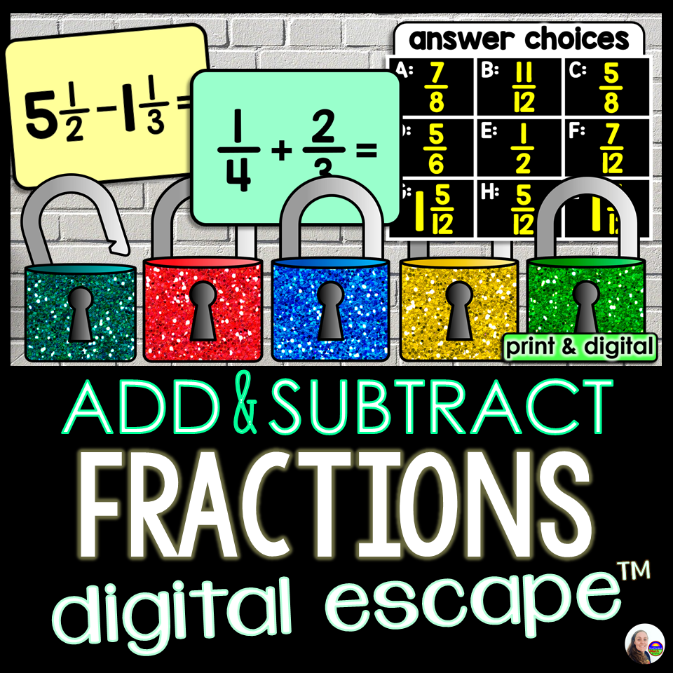 Add and Subtract Fractions Digital Math Escape Room