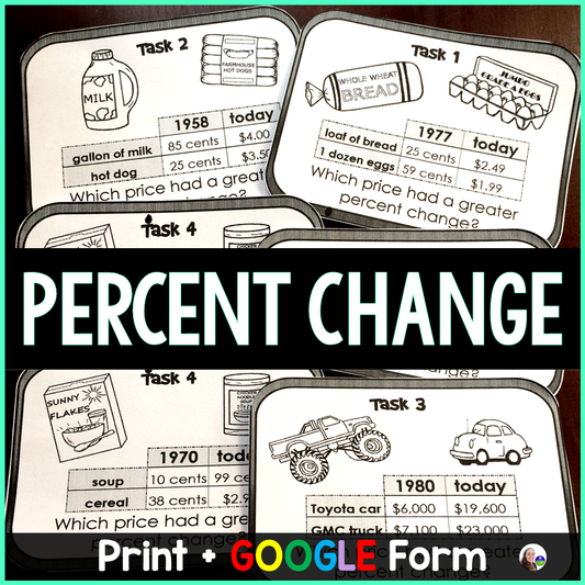 Percent of Change Task Cards Activity