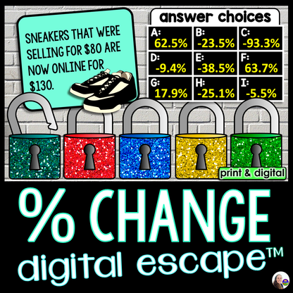 Percent of Change Digital Math Escape Room Activity